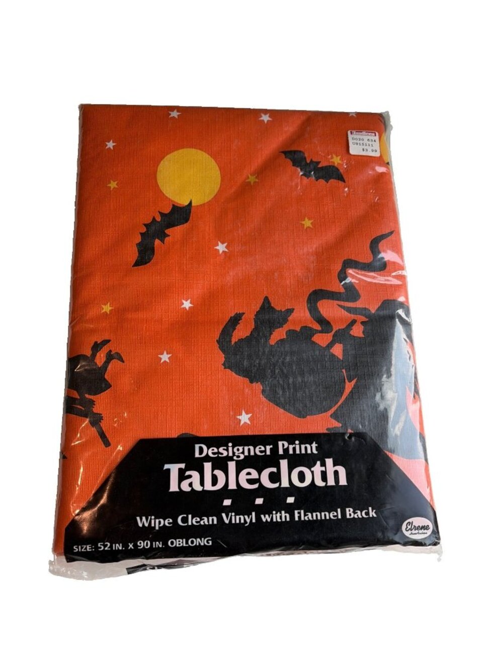 Vintage Halloween Witch Kitchen Tablecloth Flannel Backed Vinyl Rectangle 52x90”